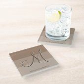 モカ色ブロックパーソナライズされた ガラスコースター (アングル)