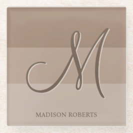 モカ色ブロックパーソナライズされた ガラスコースター