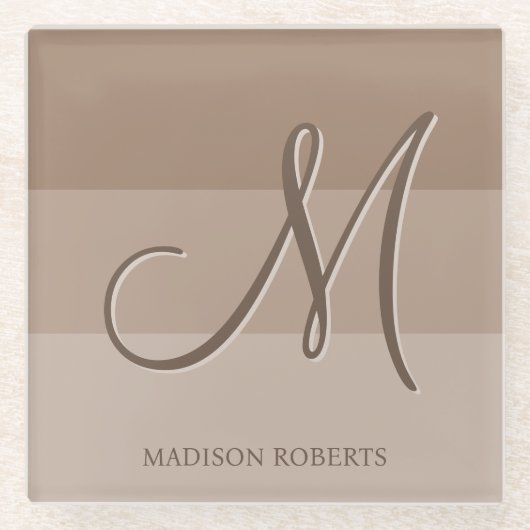 モカ色ブロックパーソナライズされた ガラスコースター (正面)