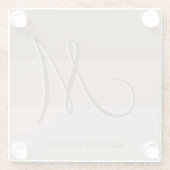 モカ色ブロックパーソナライズされた ガラスコースター (裏面)