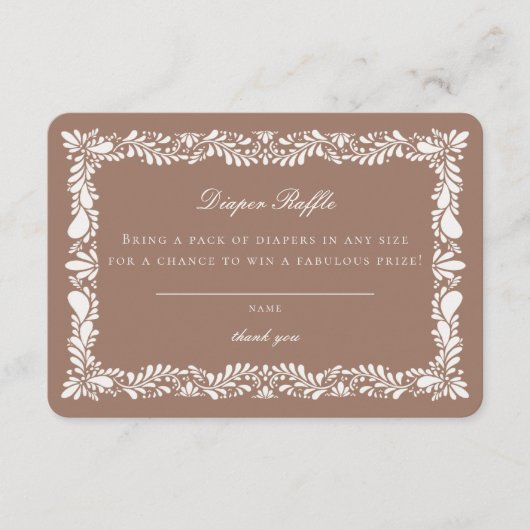 モカ茶タラベラタイルおむつラッフルインサート エンクロージャーカード (正面)