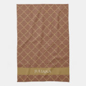 モカ金ゴールドクローバー パーソナライズされた キッチンタオル (縦)