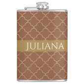 モカ金ゴールドクローバー パーソナライズされた フラスク (正面)