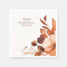 モカ開花水彩カスタムブライダルシャワー スタンダードカクテルナプキン