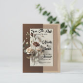 モカ カフェ オー レイ ブラウン ニュートラル フラワル セーブ デート 招待状 (スタンド正面)