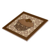 モカ/コーヒーはカップケーキ、レースの背景を曇らしました タイル (側面)