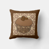 モカ/コーヒーフロストカップケーキ,レースの背景 クッション (裏面)