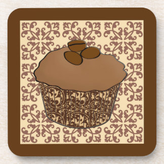 モカ/コーヒーフロストカップケーキ,レースの背景 コースター