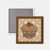モカ/コーヒーフロストカップケーキ,レースの背景 マグネット (正面/裏面)