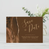 モカ ゴールド アゲート ブラウン セーブ・ザ・デート カード (スタンド正面)