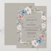 モカ セレネ ヴィンテージ ローズ ウェディング 招待状 (正面/裏面)