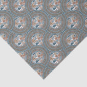 モカ&ティール（緑がかった色）抽象芸術アクセントマンダラオージーホタテ 薄葉紙 (詳細)