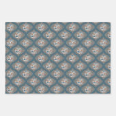 モカ&ティール(緑がかった色)抽象芸術アクセントマンダラレトロオギー ラッピングペーパーシート (正面3)