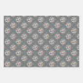 モカ&ティール（緑がかった色）抽象芸術アクセント曼荼羅ダイヤモンドタイル ラッピングペーパーシート (正面3)