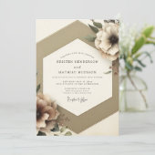 モカ フラワー ロマンチック ウェディング 招待状 (スタンド正面)