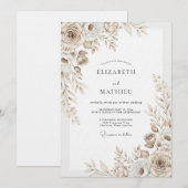 モカ フローラル エレガンス ウェディング 招待状 (正面/裏面)