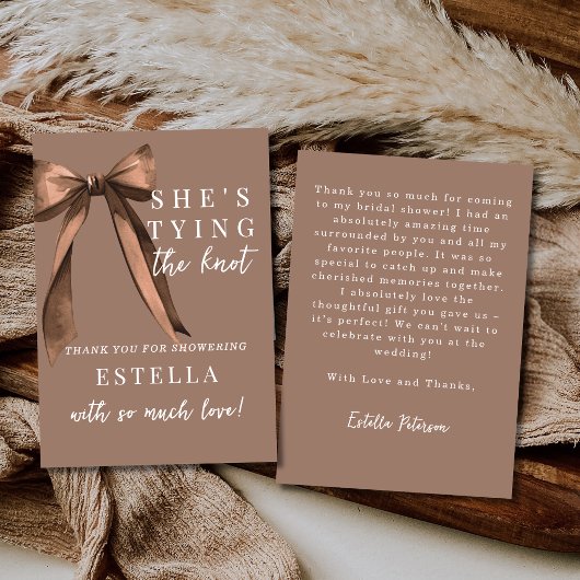 モカ・ブラウン 彼女は結婚式の準備中 結婚前のお祝い会 サンキューカード