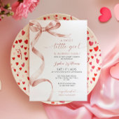 モカ リボン スウィート リトル ガール ベビーシャワー 招待状