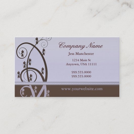 モカ・薄紫つる植物名刺 名刺 (正面)