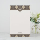 モカChoccaのアーガイル柄のな格子縞のモノグラムの文房具 便箋 (スタンド正面)