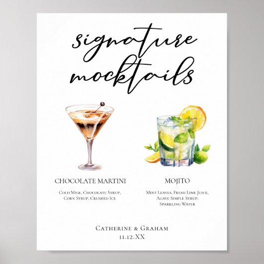 モクテイルメニュー Chocolate Martini Virgin Mojito ポスター (正面)