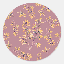 モクモクの枝は紫色の黄色 ラウンドシール
