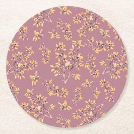 モクモクの枝は紫色の黄色 ラウンドペーパーコースター