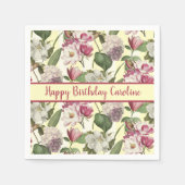 モクレンとアジサイの花サザンソウ スタンダードカクテルナプキン (正面)