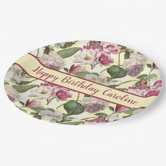 モクレンとアジサイの花サザンソウ ペーパープレート (アングル)