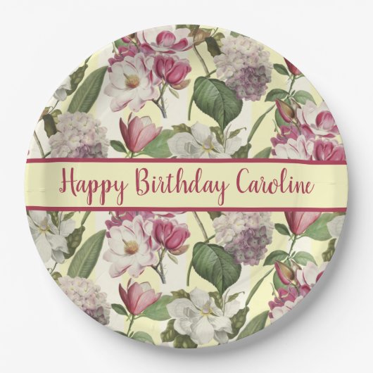 モクレンとアジサイの花サザンソウ ペーパープレート (正面)