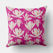 モクレンのフローラル柄（フクシア色） クッション (裏面)