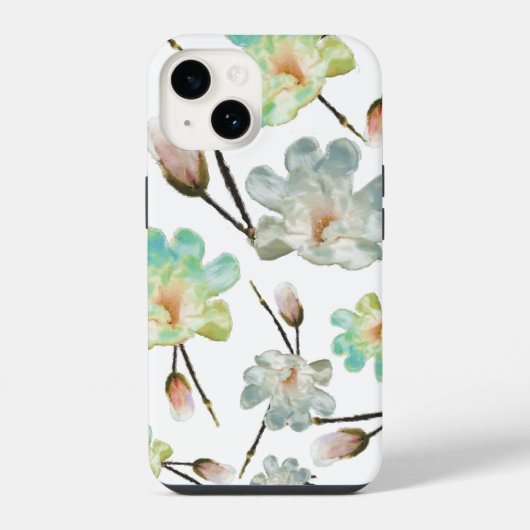 モクレンの模様 iPhoneケース iPhone 14ケース (裏面)