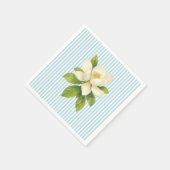 モクレンの花のオーダーメイド ブルー ストライプ ウェディング スタンダードカクテルナプキン (角)