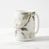 モクレンの花 優しいニュートラル柄 コーヒーマグカップ (正面右)