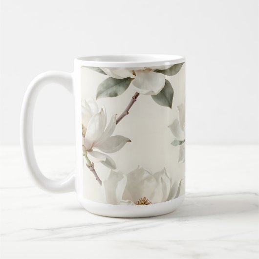 モクレンの花 優しいニュートラル柄 コーヒーマグカップ (左)