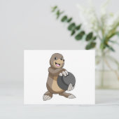 モグラがボウリングでボウリングボール ポストカード (スタンド正面)