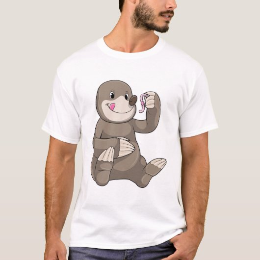 モグラとミミズ Tシャツ (正面)