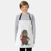 モグラと飲みマグ エプロン (着用した状態)