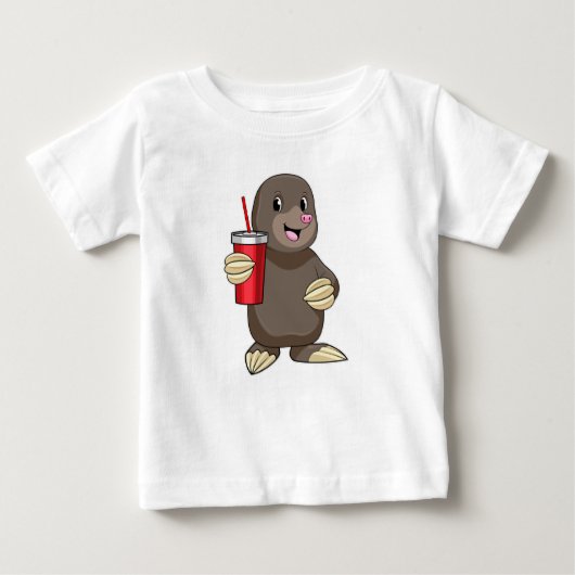モグラと飲みマグ ベビーTシャツ (正面)