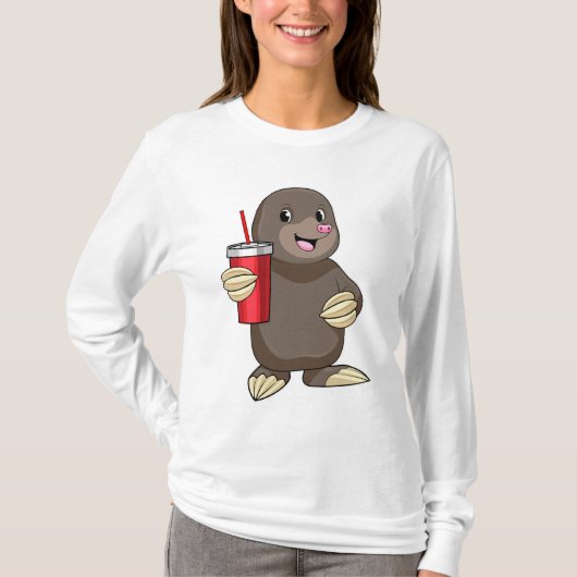 モグラと飲みマグ Tシャツ (正面)