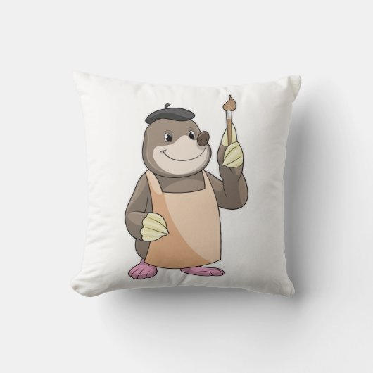 モグラのペイ絵を描ター クッション (正面)