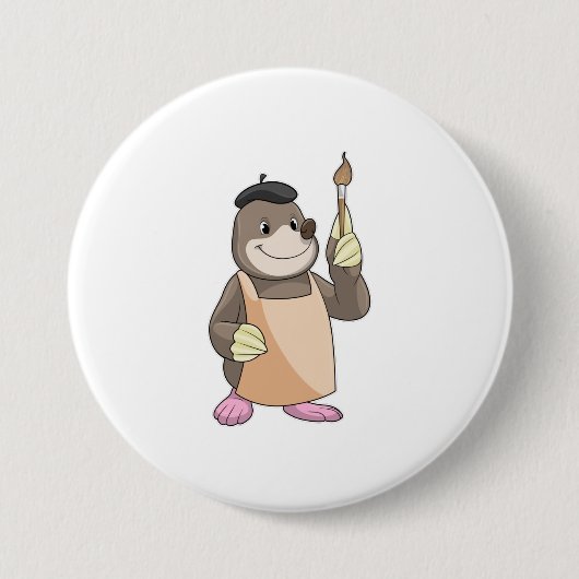 モグラのペイ絵を描ター 缶バッジ (正面)