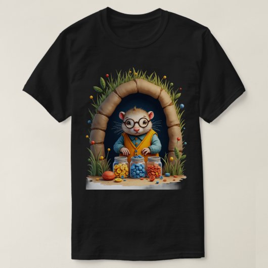 モグラのボタン Tシャツ (デザイン正面)