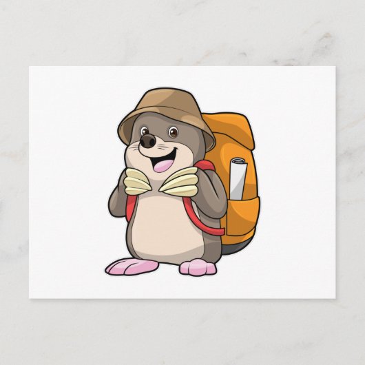 モグラの荷物持ちハイカー ポストカード (正面)