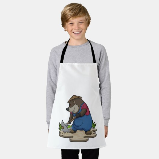 モグラの農家 エプロン (着用した状態)