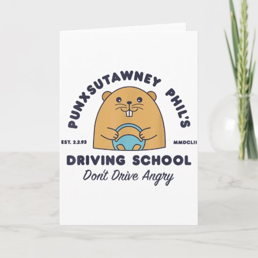 モグラの運転学校 面白い メンズ レディース レトロ ロッド カード (正面)