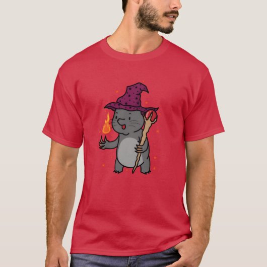 モグラの魔術師 動物の土山 楽しいデザイン Tシャツ (正面)
