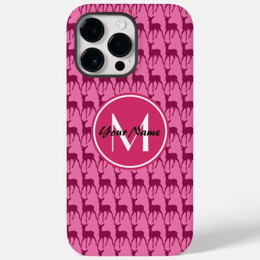 モグラム熱ピンクディアーパーソナライズされた名 | #1 Case-Mate iPhoneケース (裏面)