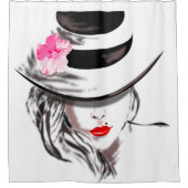 モグラ付き赤い熱い唇 – 魅力的女性 – 絵を描s シャワーカーテン (正面)