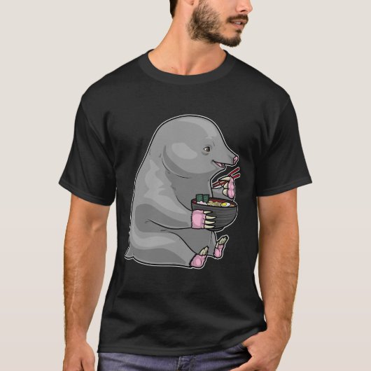 モグラ料理ラーメン作り Tシャツ (正面)